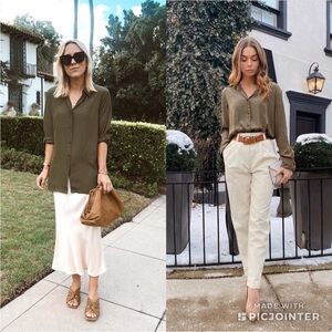 Aritzia Olive Green Button-Down Shirt